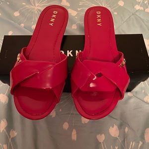 DKNY Flat Sandal ( Red Patent Leather)